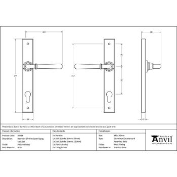 Polished Brass Newbury Slimline Sprung Lever Espag. Lock Set- 46529