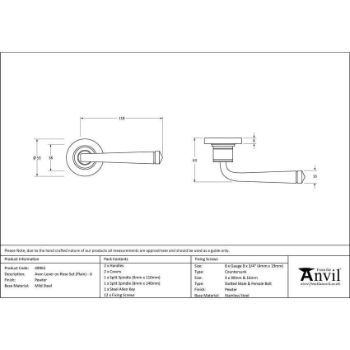 Avon Lever on a Plain Rose in Pewter - Unsprung - 49965