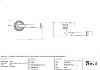 Regency Lever on a Beehive Rose in Black finish - Unsprung - 49971