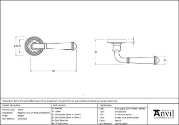 Regency Lever on a Beehive Rose in Pewter Finish - Unsprung - 49979