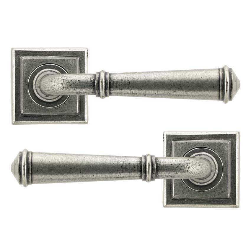 Regency Lever on a Square Rose in Pewter Finish - Unsprung - 49980 