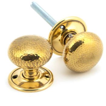 Aged Brass Hammered Mushroom Mortice/Rim Door Knob Set - 46031