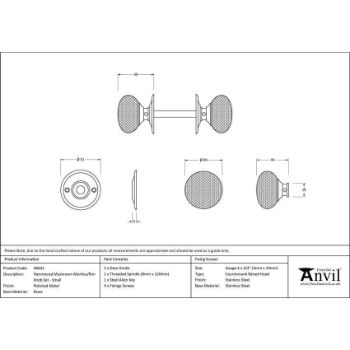 Polished Nickel Hammered Mushroom Mortice/Rim Door Knob Set - 46032