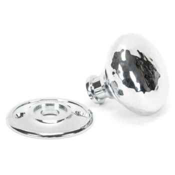 Polished Chrome Hammered Mushroom Mortice/Rim Door Knob Set - 46033