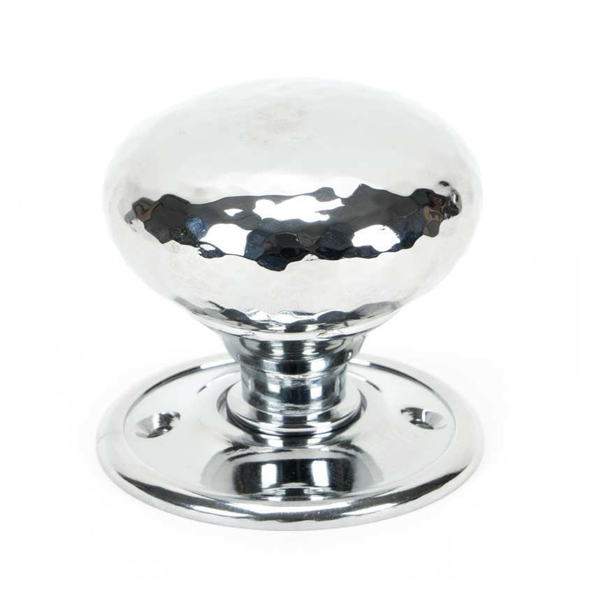 Polished Chrome Hammered Mushroom Mortice/Rim Door Knob Set - 46033 