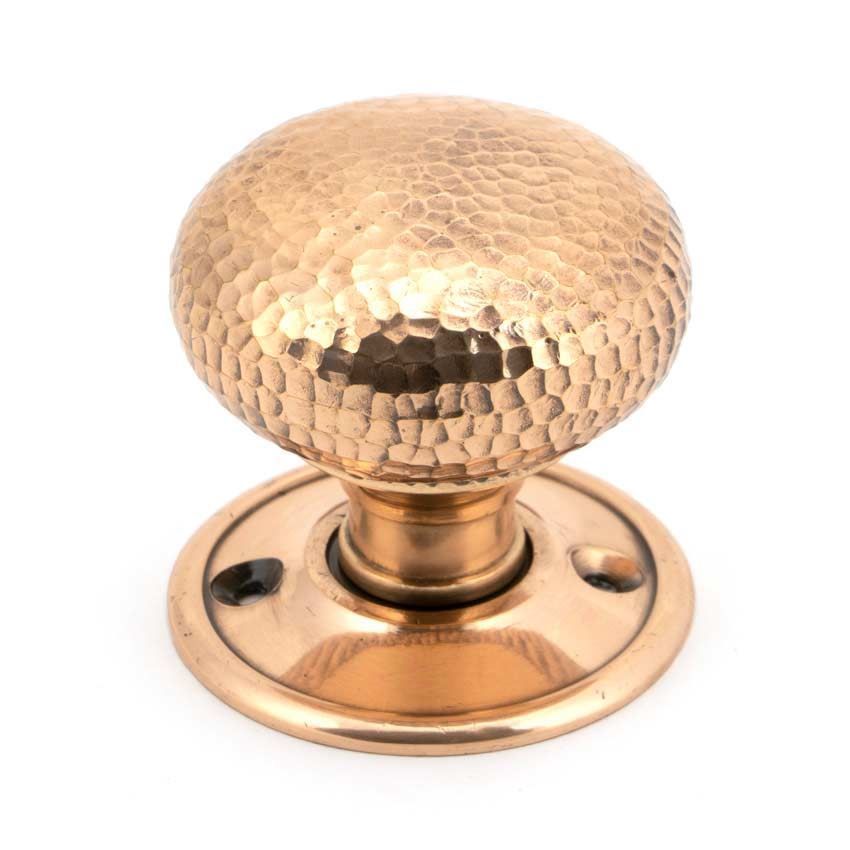 Polished Bronze Hammered Mushroom Mortice/Rim Door Knob Set - 46035 