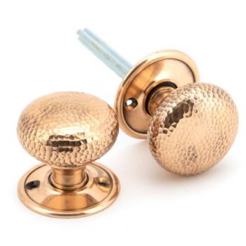 Polished Bronze Hammered Mushroom Mortice/Rim Door Knob Set - 46035 