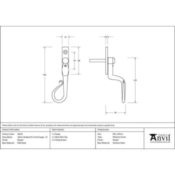 Pewter 16mm Shepherd's Crook Espag - 46232