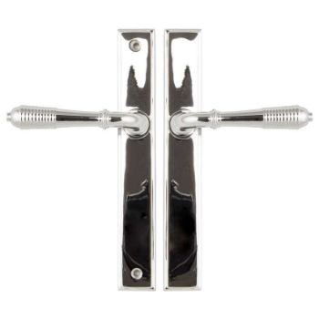 Polished Chrome Reeded Slimline Lever Latch Set - 45426 