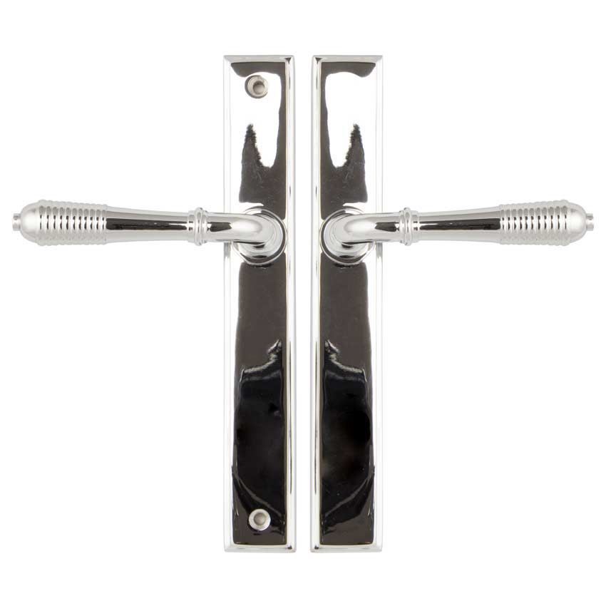 Polished Chrome Reeded Slimline Lever Latch Set - 45426 