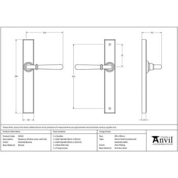 Polished Bronze Newbury Slimline Lever Latch Set - 45432