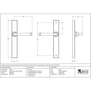 Aged Brass Avon Slimline Lever Latch Set - 45448