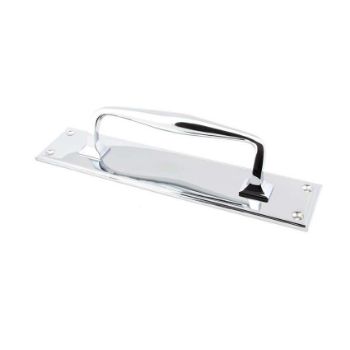 Polished Chrome Art Deco Pull Handle on a Backplate - 45380