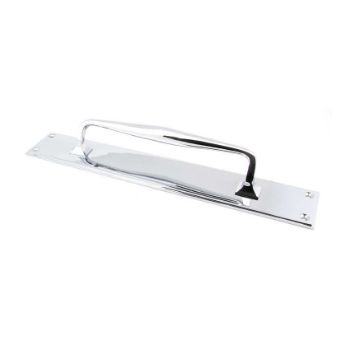 Polished Chrome Art Deco Pull Handle on a Backplate - 45380