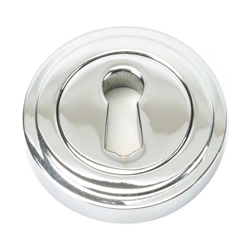 Polished Chrome Round Art Deco Escutcheon - 45688