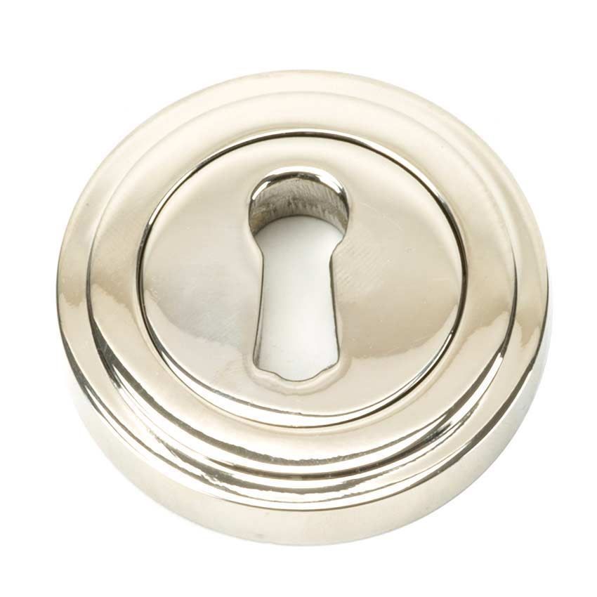 Polished Nickel Round Art Deco Escutcheon - 45692 