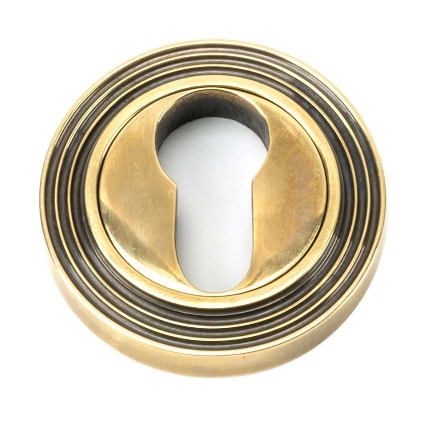 Aged Brass Round Beehive Euro Escutcheon - 45709