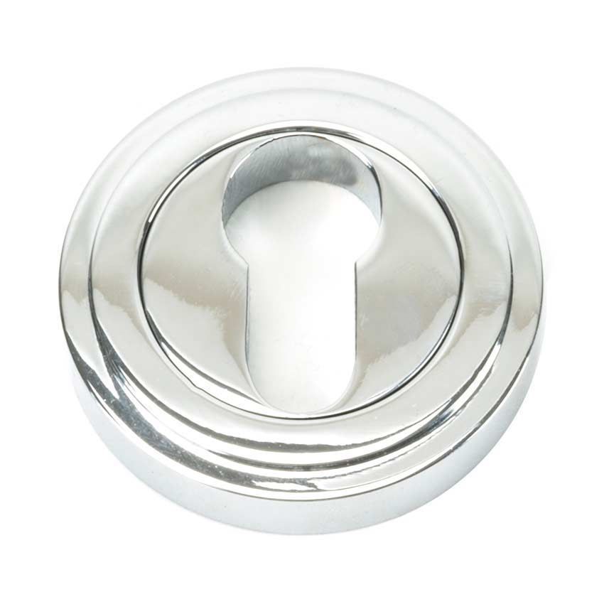 Polished Chrome Round Art Deco Euro Escutcheon - 45712