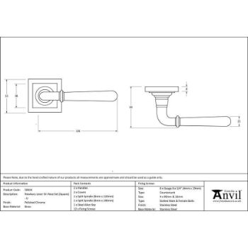 Polished Chrome Newbury Lever on a Square Rose (Unsprung) - 50024