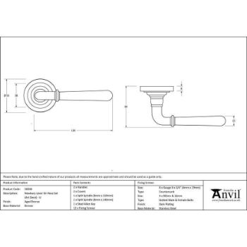 Aged Bronze Newbury Lever on an Art Deco Rose (Unsprung) - 50030