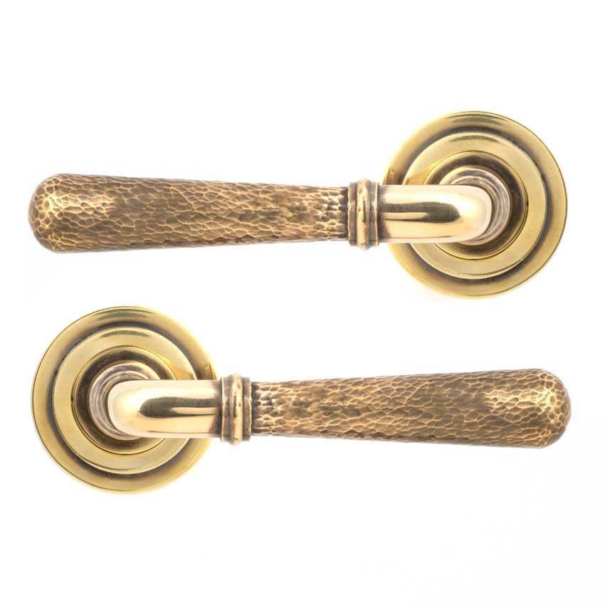 Aged Brass Hammered Newbury Lever on an Art Deco Rose (Unsprung) - 50038