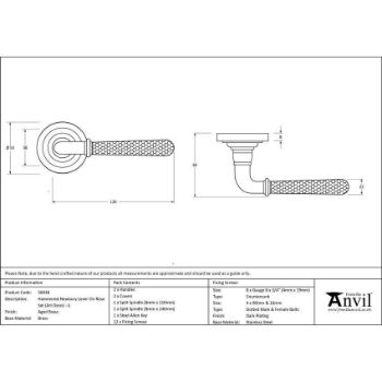 Aged Brass Hammered Newbury Lever on an Art Deco Rose (Unsprung) - 50038