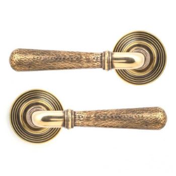 Aged Brass Hammered Newbury Lever on a Beehive Rose (Unsprung) - 50039 