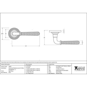 Aged Brass Hammered Newbury Lever on a Beehive Rose (Unsprung) - 50039 