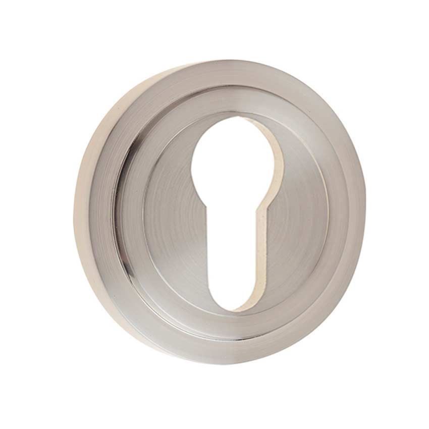 Burlington Euro Profile Escutcheon with a Stepped Rose - Satin Nickel - BUR61SN BUR73SN