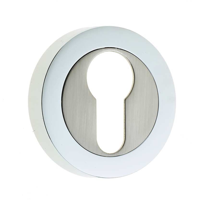 Jedo Euro Profile Escutcheon - Polished Chrome/Satin Nickel - JV503EPCSN