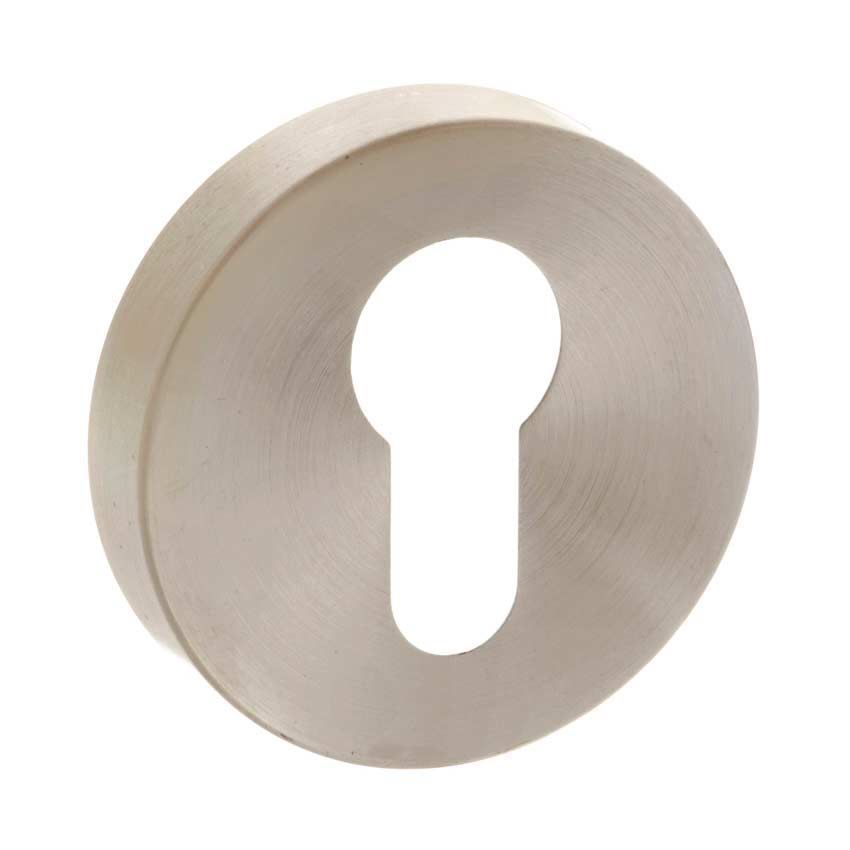 Forme Round Euro-Cylinder Escutcheon in Satin Nickel 