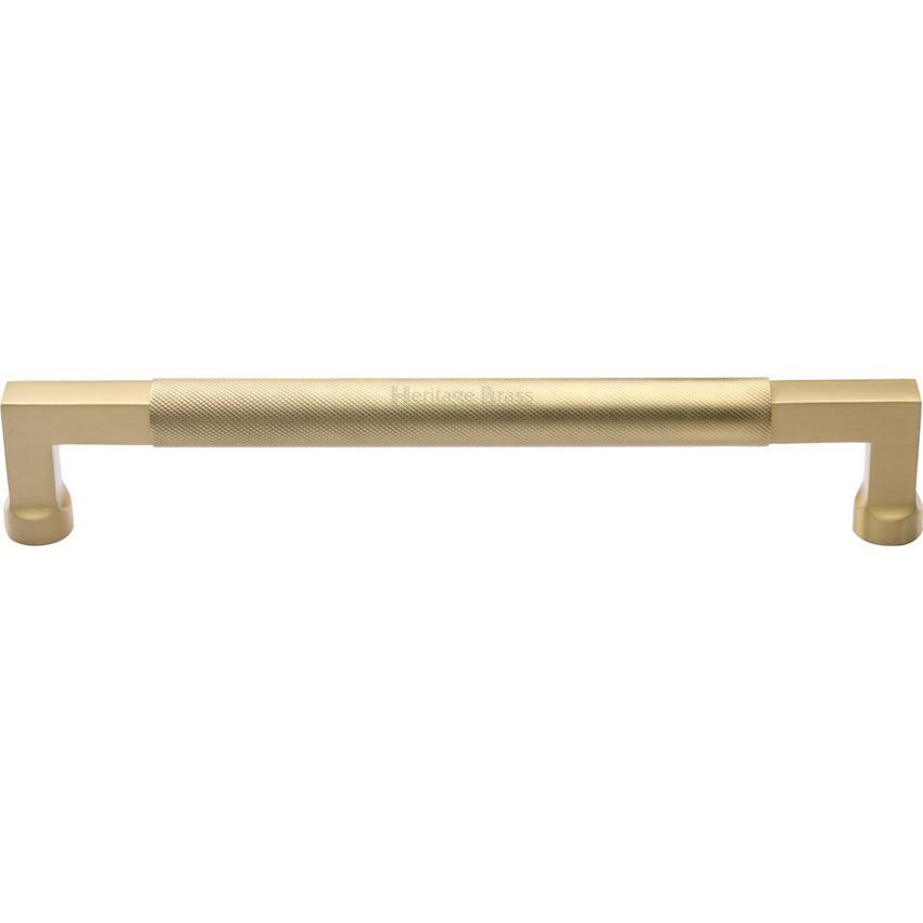 Bauhaus Knurled Door Pull Handle in Satin Brass - V1315 304-SB