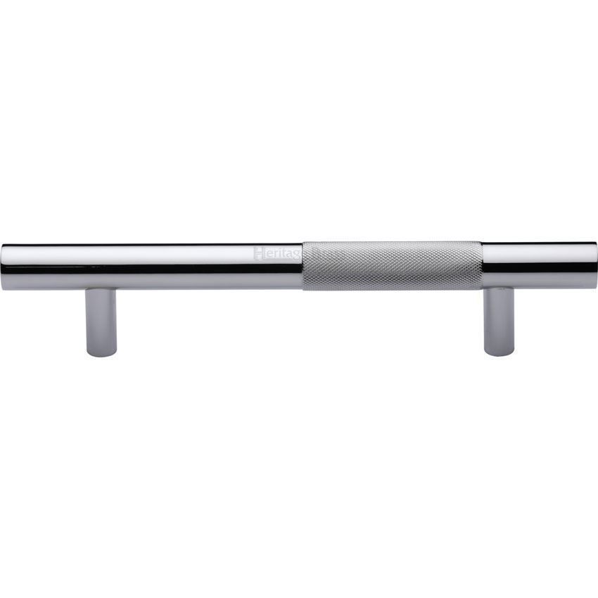 Heritage Brass Knurled Bar Door Pull Handle in Polished Chrome - V1365-PC