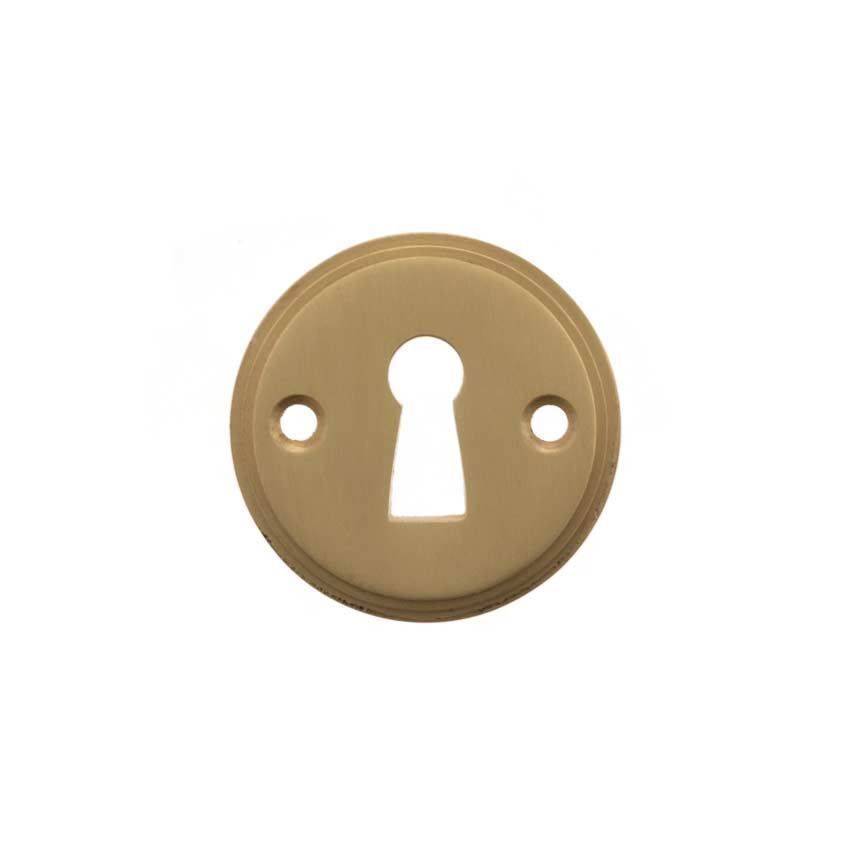 Millhouse Brass Open Key Escutcheon on a Round Rose - MHRKESB