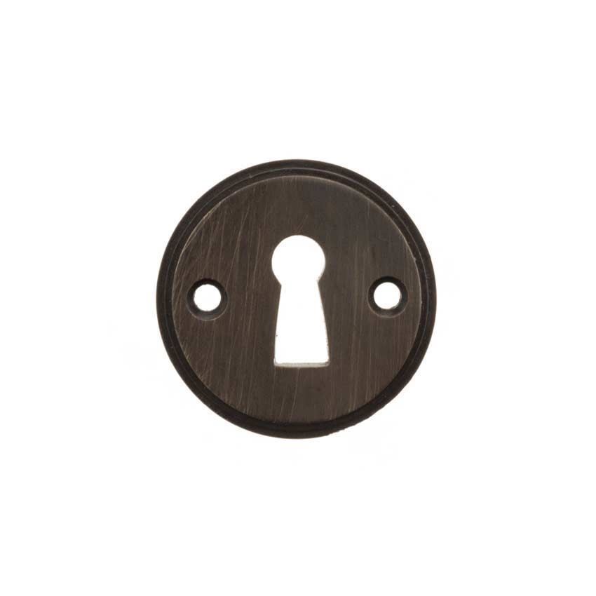 Millhouse Brass Open Key Escutcheon on a Round Rose - MHRKEUDB