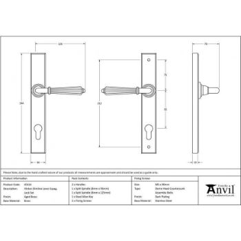 Hinton Euro Slim-line Sprung Espag Handle in Aged Brass - 45314 