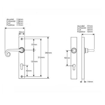 Curl Multipoint Patio Handle (Left Handed) - Flat Black - SB-FB1074LH