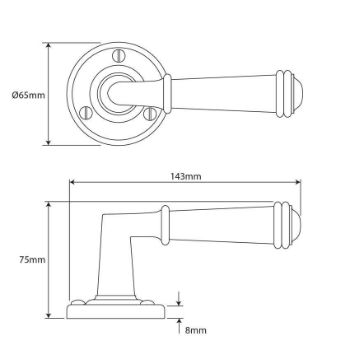 Finesse Durham Pewter Levers on a Rose - FD002 