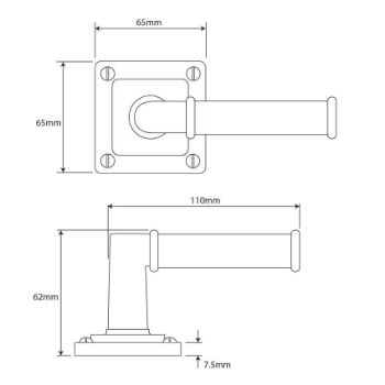 Finesse Wexford Pewter Levers on a square rose - FD184