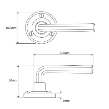 Finesse Tunstall Pewter Levers on a Round Rose - FD300