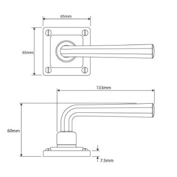 Finesse Tunstall Pewter Levers on a Square Rose - FD304