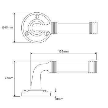 Finesse Jarrow Black Leather Door Handle on a Rose - FD050B