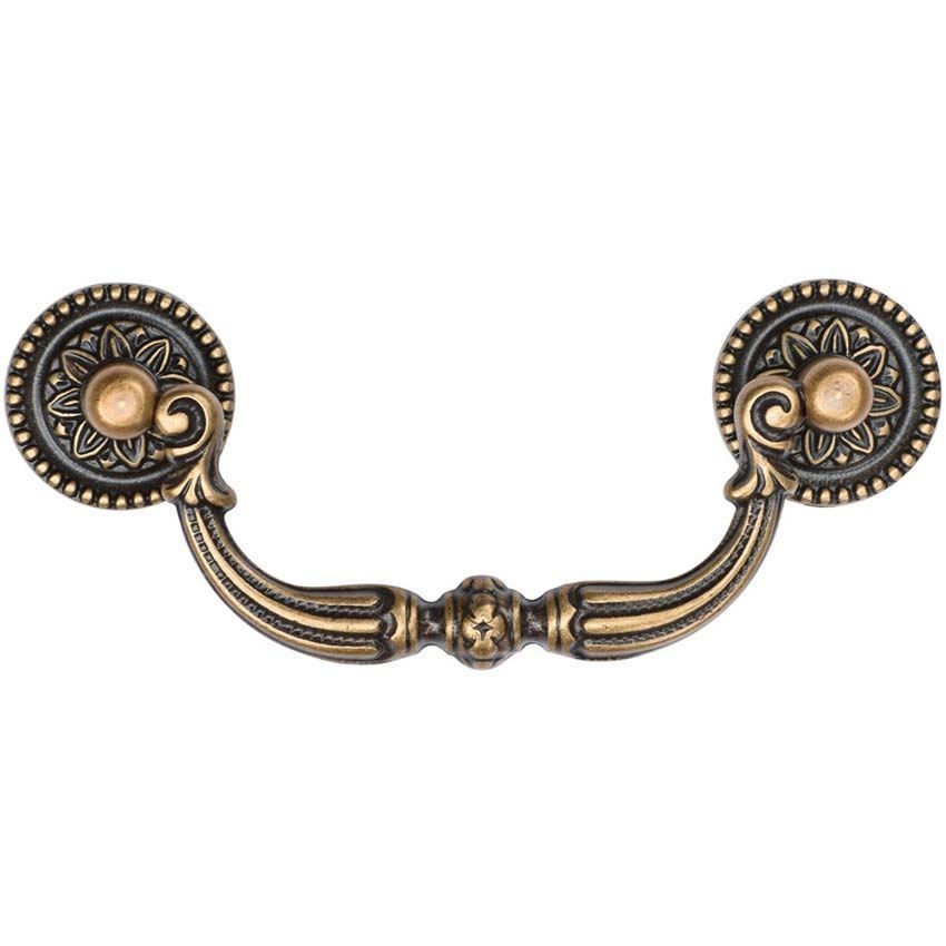 Ornate Swan Drawer Drop Pull in Distressed Brass - TK3085-096-DBS 