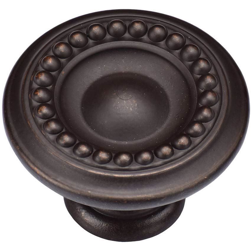 Beaded Round Cabinet Knob in Matt Bronze - TK4404-035-LBN 