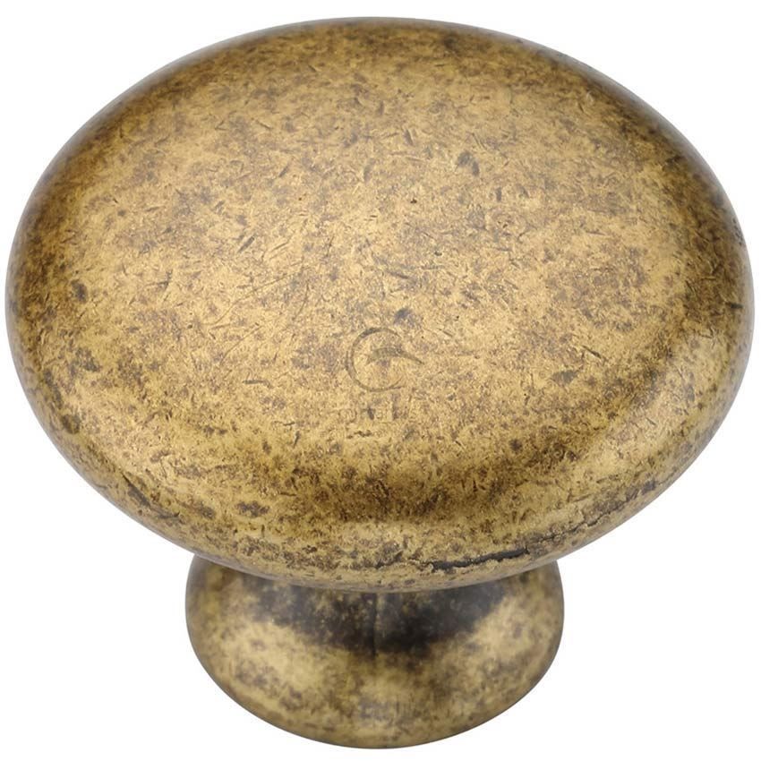 Classic Round Cabinet Knob in Distressed Brass - TK4226-DBS