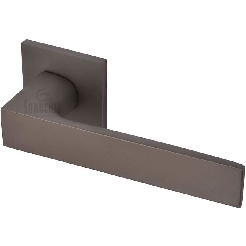 Barcelona Door Handle on Square Rose in a Venetian Bronze Finish - 5M-3950-Q-141 