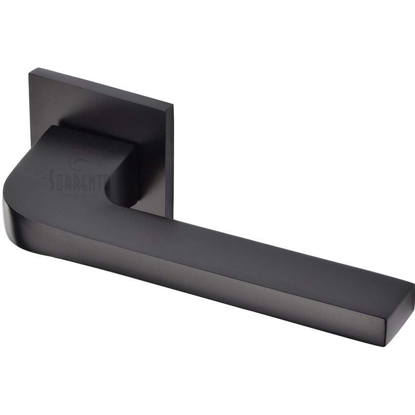 Porto Door Handle on Square Rose in a Matt Black Finish - 5M-3097-Q-153