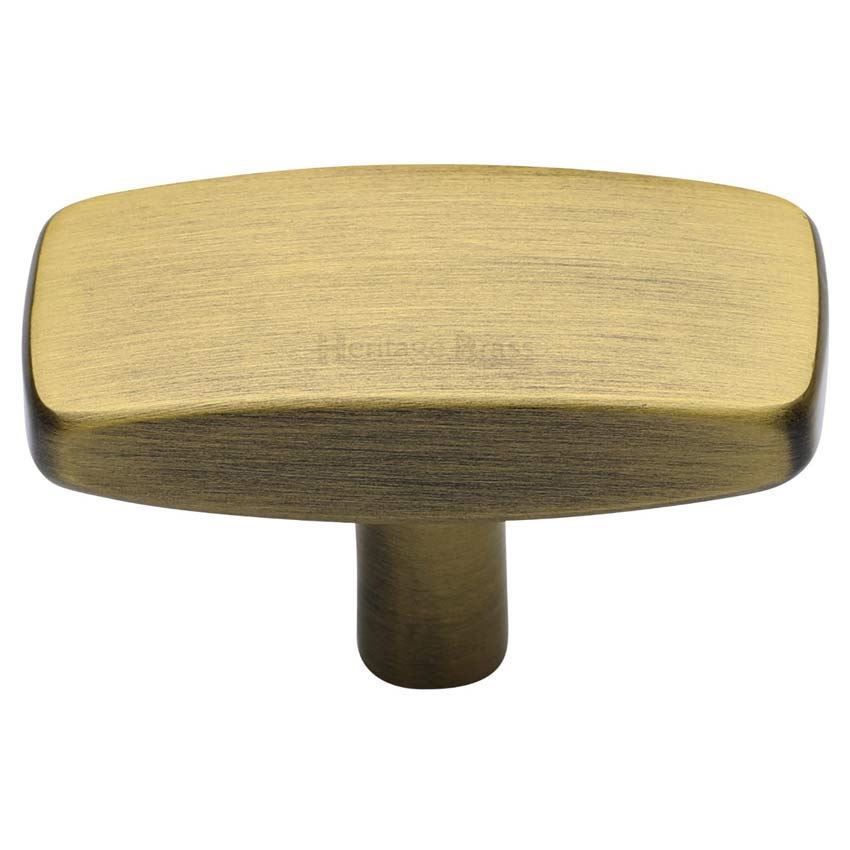 Rectangular Cabinet Knob in Antique Brass - C3384-AT 