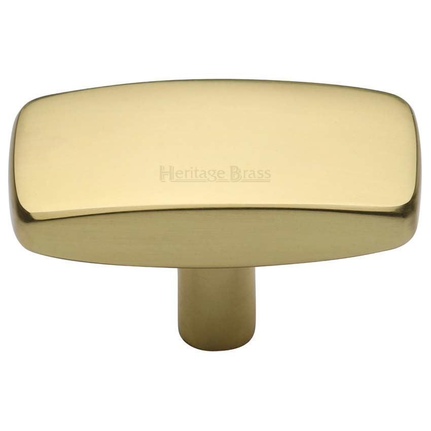 Rectangular Cabinet Knob in Polished Brass - C3384-PB