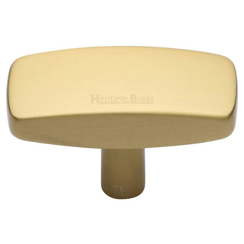 Rectangular Cabinet Knob in Satin Brass - C3384-SB